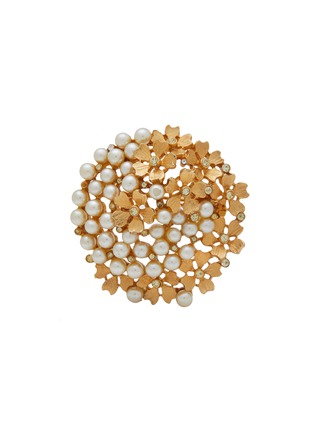 Main View - Click To Enlarge - LANE CRAWFORD VINTAGE ACCESSORIES - Gold Tone Diamante Faux Pearl Brooch