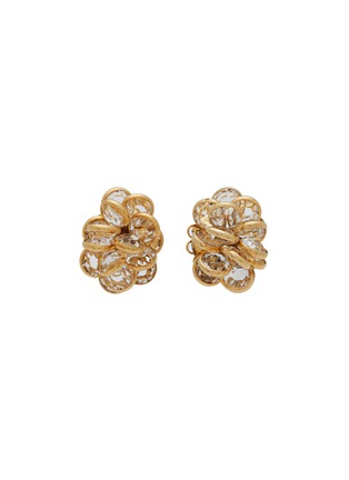 Main View - Click To Enlarge - LANE CRAWFORD VINTAGE ACCESSORIES - Gold Tone Crystal Cluster Clip On Earrings