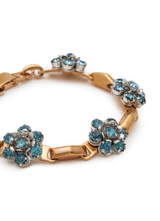 Detail View - Click To Enlarge - LANE CRAWFORD VINTAGE ACCESSORIES - Barclay Gold Tone Blue Diamante Flower Motif Bracelet