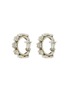 Main View - Click To Enlarge - LANE CRAWFORD VINTAGE ACCESSORIES - Silver Tone Diamante Flower Hoop Earrings