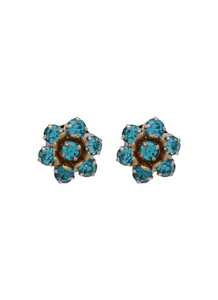 Main View - Click To Enlarge - LANE CRAWFORD VINTAGE ACCESSORIES - Barclay Gold Tone Blue Diamante Flower Motif Clip On Earrings