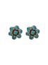 Main View - Click To Enlarge - LANE CRAWFORD VINTAGE ACCESSORIES - Barclay Gold Tone Blue Diamante Flower Motif Clip On Earrings