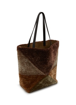 Detail View - Click To Enlarge - LOEWE - Large Puzzle Fold Shearling Tote Bag