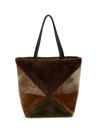 Main View - Click To Enlarge - LOEWE - Large Puzzle Fold Shearling Tote Bag