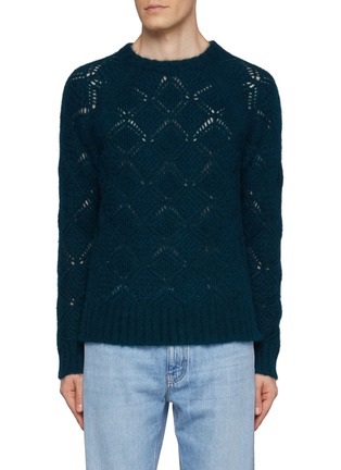 Main View - Click To Enlarge - PIACENZA 1733 - Lozenge Knit Baby Alpaca Blend Sweater