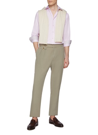 Figure View - Click To Enlarge - ETON  - Cutaway Collar  Fine Striped Twill Shirt
