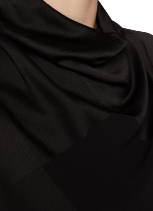  - BALMAIN - Drapped Collar Vichy Crepe Blouse