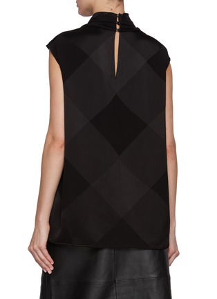Back View - Click To Enlarge - BALMAIN - Drapped Collar Vichy Crepe Blouse