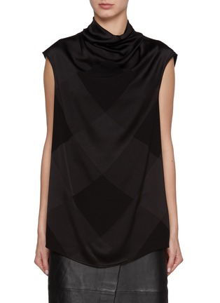 Main View - Click To Enlarge - BALMAIN - Drapped Collar Vichy Crepe Blouse