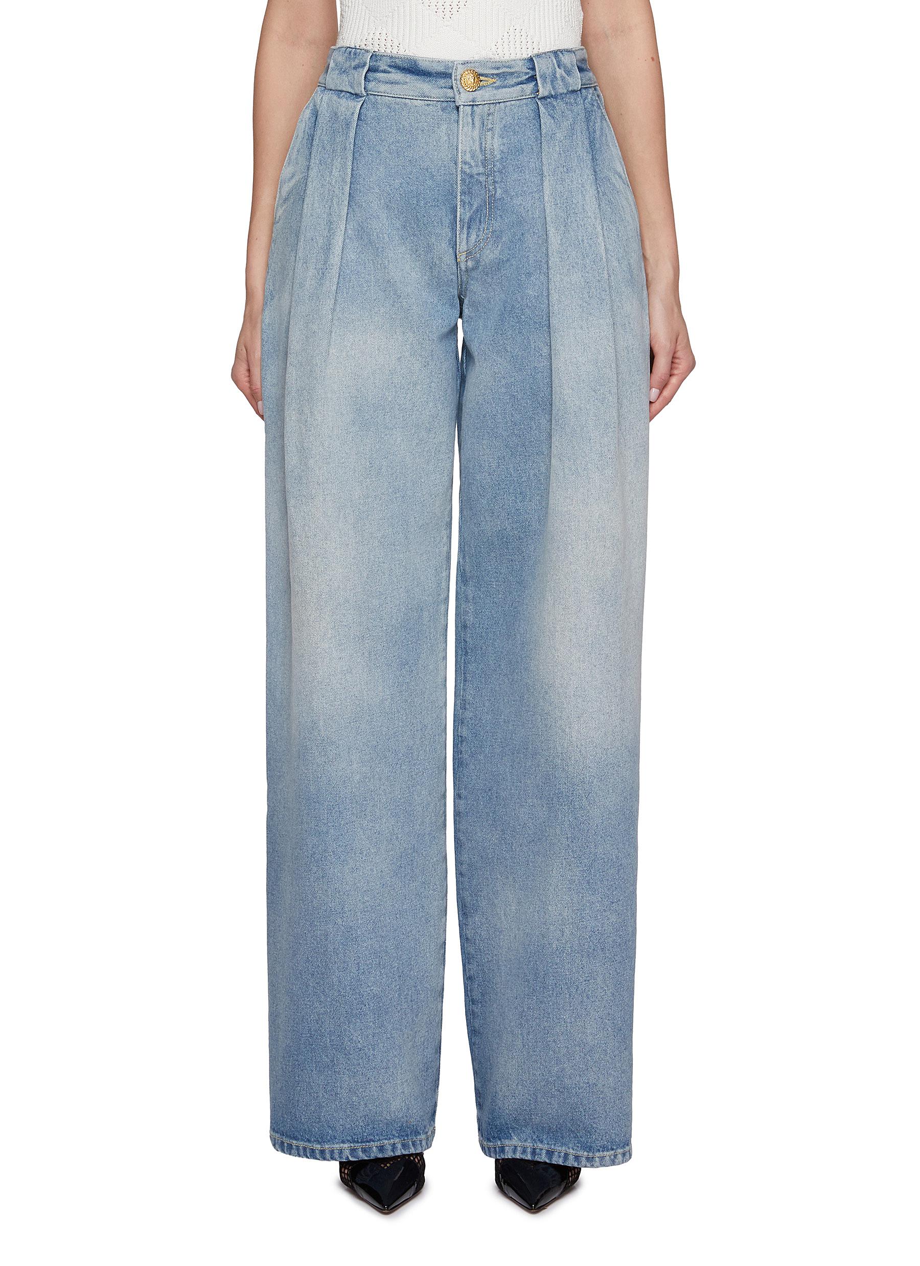 Pleated wide leg jeans 2025