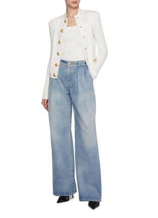 Figure View - Click To Enlarge - BALMAIN - Pleated Wide Leg Jeans