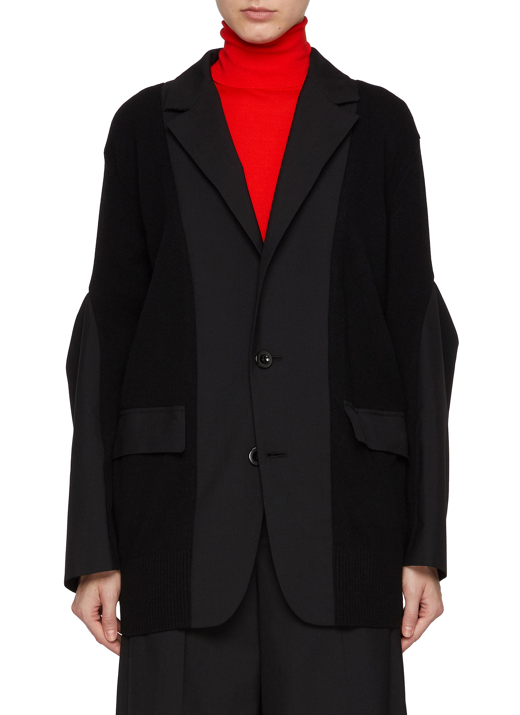 SACAI Two Toned Notch Lapel Jacket BLACK Women Lane Crawford