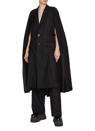 Figure View - Click To Enlarge - SACAI - Pinstripe Single Breasted Cape