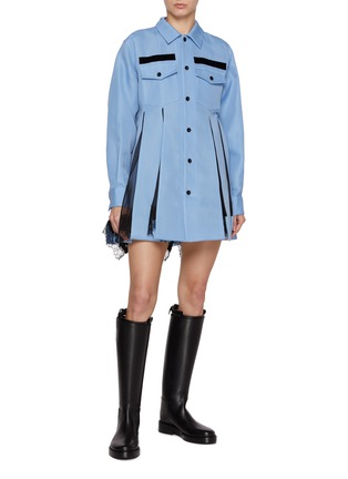 Figure View - Click To Enlarge - SACAI - Chest Pocket Lace Insert Shirt Dress