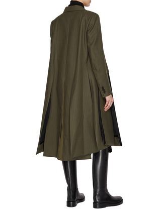 Back View - Click To Enlarge - SACAI - Chalk Stripe Multi-slit Single Breasted Wool Coat