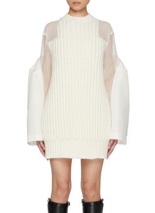 Main View - Click To Enlarge - SACAI - Hybrid Knit Chiffon Dress