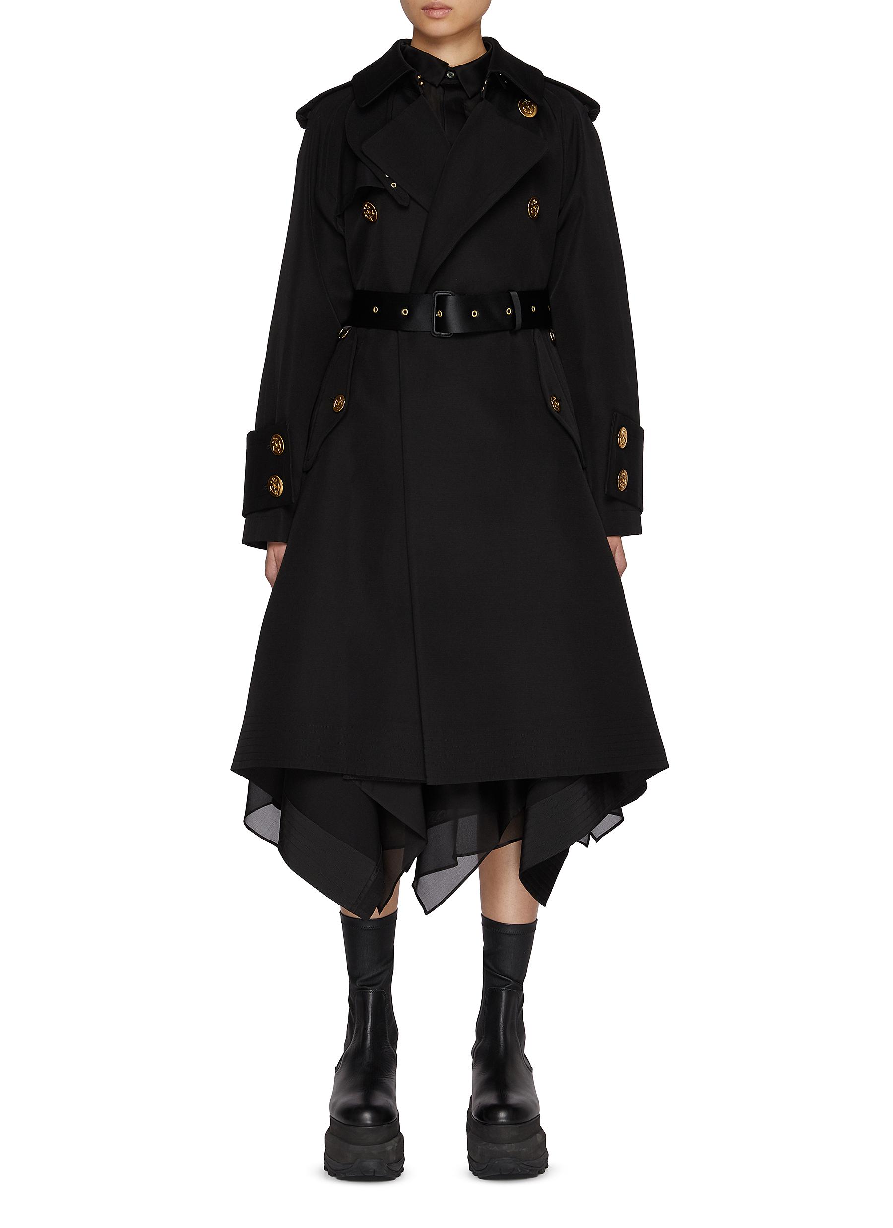SACAI Underlayer Silk Cotton Trench Coat Women Lane Crawford
