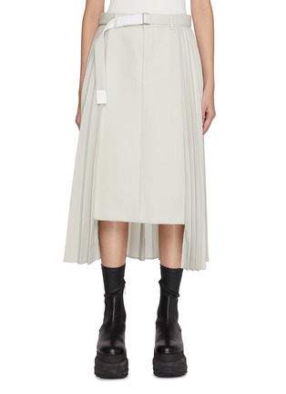 Main View - Click To Enlarge - SACAI - Side Pleated Wool Midi Skirt
