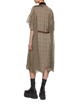 Back View - Click To Enlarge - SACAI - Windowpane Flowy Satin Dress
