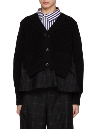 Main View - Click To Enlarge - SACAI - Two Toned Hybrid Cardigan Blazer