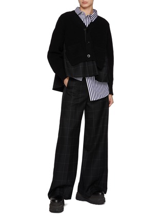 Figure View - Click To Enlarge - SACAI - Two Toned Hybrid Cardigan Blazer