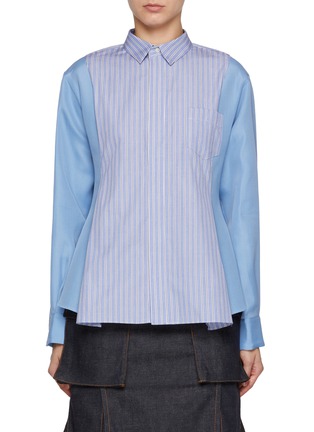 Main View - Click To Enlarge - SACAI - Three Toned Hybrid Sculpted Shirt