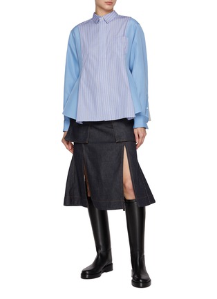 Figure View - Click To Enlarge - SACAI - Three Toned Hybrid Sculpted Shirt
