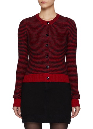 Main View - Click To Enlarge - BARRIE - Tweed Effect Stripe Cardigan