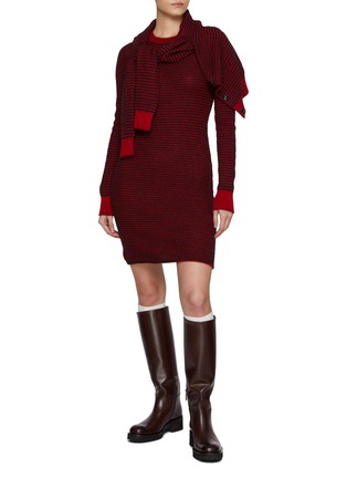 Figure View - Click To Enlarge - BARRIE - Tweed Effect Stripe Mini Dress
