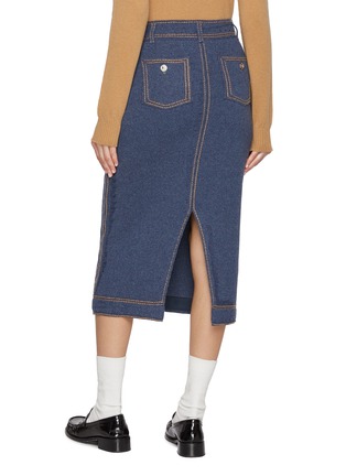 Back View - Click To Enlarge - BARRIE - Cashmere Cotton Denim Midi Skirt