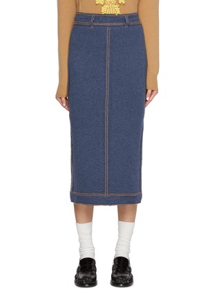 Main View - Click To Enlarge - BARRIE - Cashmere Cotton Denim Midi Skirt