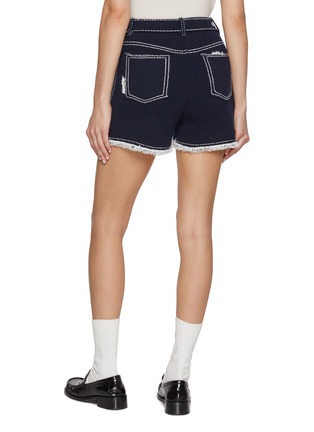 Back View - Click To Enlarge - BARRIE - Fringed Cashmere Cotton Denim Shorts