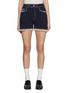 Main View - Click To Enlarge - BARRIE - Fringed Cashmere Cotton Denim Shorts