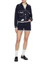 Figure View - Click To Enlarge - BARRIE - Fringed Cashmere Cotton Denim Shorts