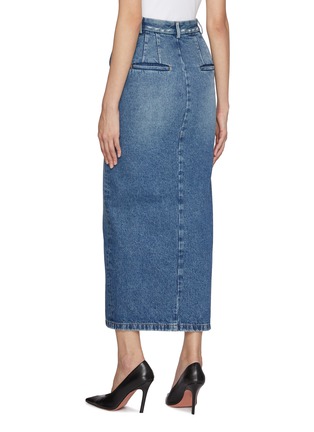 Back View - Click To Enlarge - ARMARIUM - Lula Slit Front Fitted Dark Wash Denim Skirt