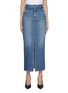 Main View - Click To Enlarge - ARMARIUM - Lula Slit Front Fitted Dark Wash Denim Skirt