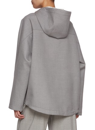 Back View - Click To Enlarge - ARMARIUM - Maurilio Anorak Half Zip Hooded Virgin Wool Cotton Jacket