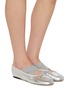 Figure View - Click To Enlarge - PEDDER RED - Bella Metallic Leather Ballerina Flats