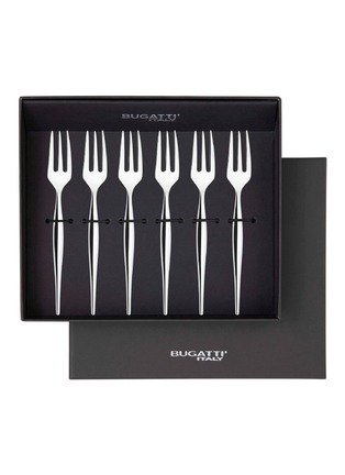 Detail View - Click To Enlarge - CASA BUGATTI - Natura Stainless Steel Shining Finish Cake Fork Set of 6 — Steel