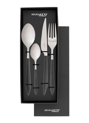 Detail View - Click To Enlarge - CASA BUGATTI - Ares Stainless Steel Brushed Finish Cutlery Set of 4 — Black