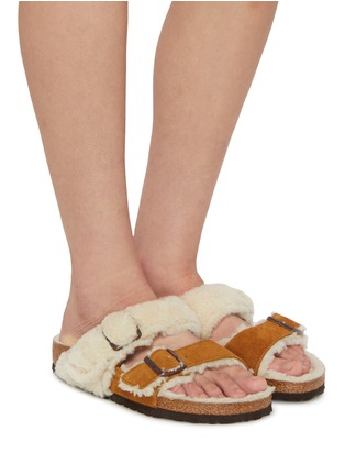 Figure View - Click To Enlarge - BIRKENSTOCK - Arizona Teddy Mink Suede Sandals