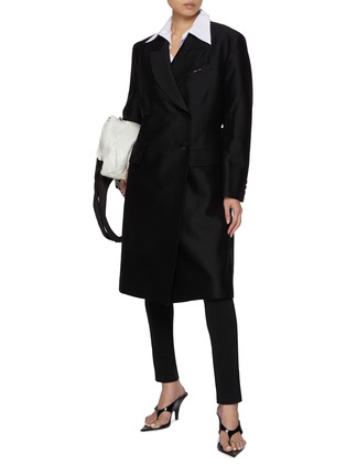 Figure View - Click To Enlarge - BONBOM - Beloni Peak Lapel Wool Silk Coat