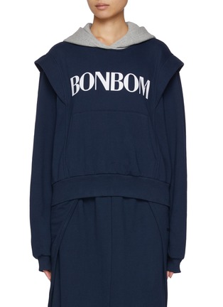 Main View - Click To Enlarge - BONBOM - Delfin Layered Sleeves Cotton Blend Hoodie