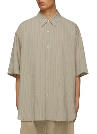 Main View - Click To Enlarge - STUDIO NICHOLSON - Crinkle Fine Stripe Oversized Shirt