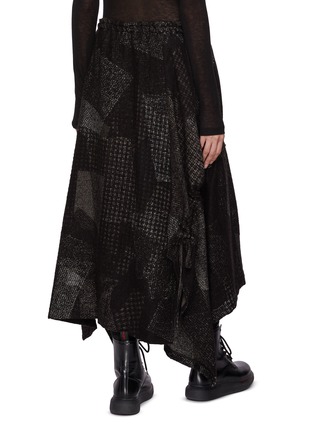 Back View - Click To Enlarge - Y'S - Houndstooth Asymmetrical Shirring Skirt