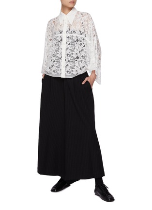 Figure View - Click To Enlarge - Y'S - Short Point Collar Lace Shirt