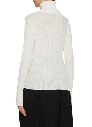 Back View - Click To Enlarge - Y'S - Side Drape Turtleneck Cotton Cashmere Knit Top