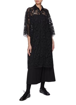 Figure View - Click To Enlarge - Y'S - Point Collar Lace Long Shirt