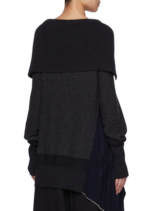 Back View - Click To Enlarge - Y'S - Side Drape Dot Knit Cardigan