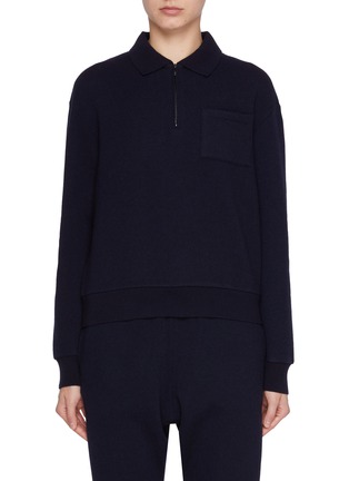 Main View - Click To Enlarge - THE ROW - Estee Half Zip Cashmere Cotton Sweater